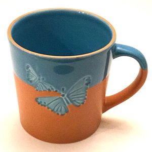 Starbucks 2006 Mug Butterfly Blue & Orange Terracotta Mug 17oz.